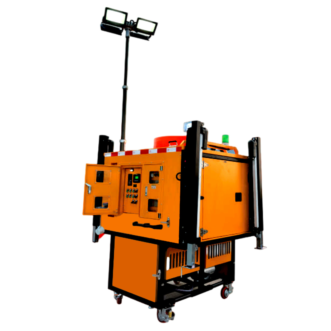 Mobile Lighting Tower — tiang terpasang penuh